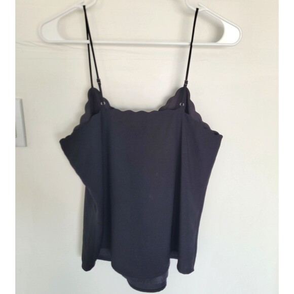 J. Crew Scalloped Cami Top Womens Size 6 Black Adjust Straps Lined 90s Coquette - Picture 6 of 7